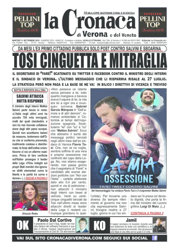 thumbnail of La Cronaca di Verona 11 9 2018