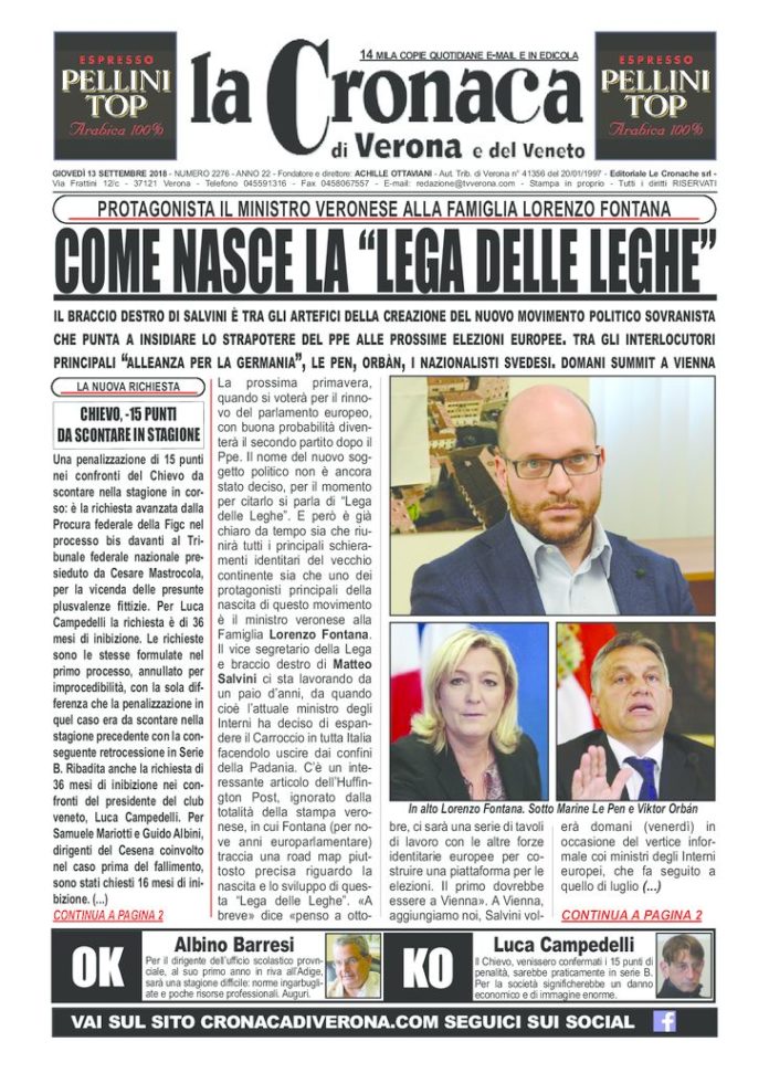 thumbnail of La Cronaca di Verona 13 9 2018