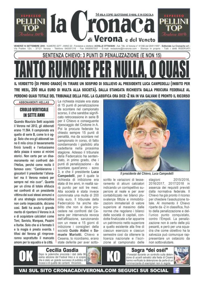 thumbnail of La Cronaca di Verona 14 9 2018